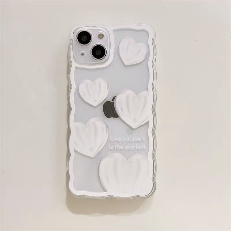 iPhoneケース iPhone13 iPhone12 クリアケース ハート シンプル 白