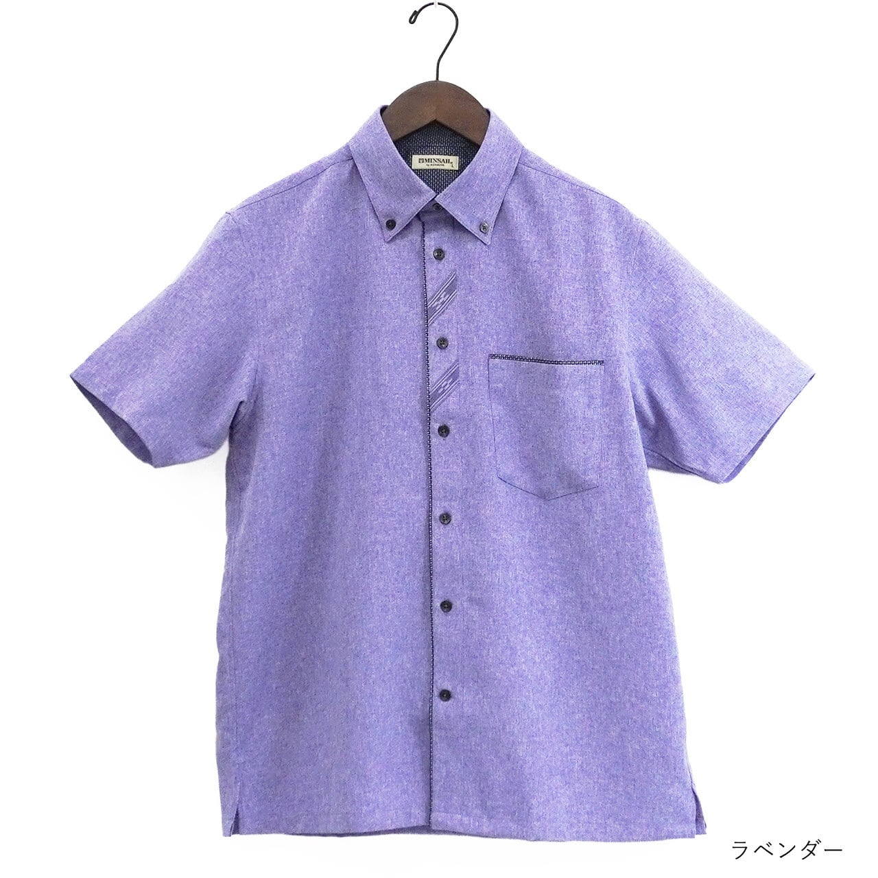 ポリエステルトロ ボタンダウン 半袖 シャツ [MINSAH] メンズ かりゆし
