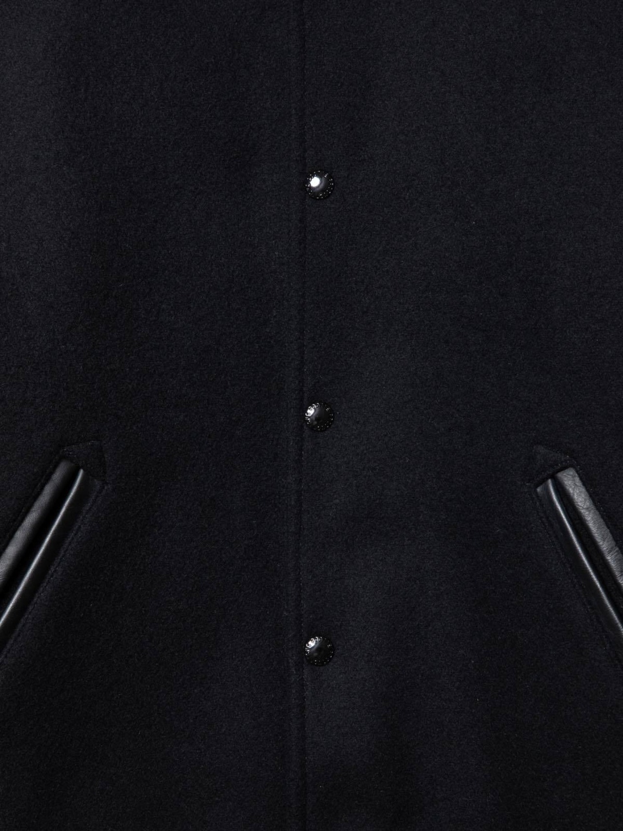 Wool Melton Error Fit Stadium Jacket -Black× White-