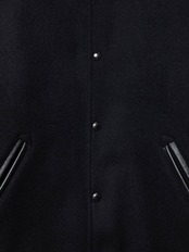 Wool Melton Error Fit Stadium Jacket -Black× White-