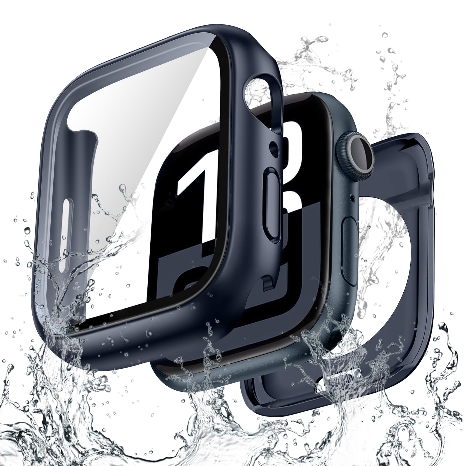 【数量限り】POLINK アップルウォッチ カバー 防水 対応 Apple Watch カバー Series 9 8 7 対応 41mm ケース 2 in 1 前後の保護 PC+ガラス素材 超薄型 高耐久 高透過率 装着簡単 耐衝撃 指紋防止 全面保護 対応 iWatch 41mm ブルー