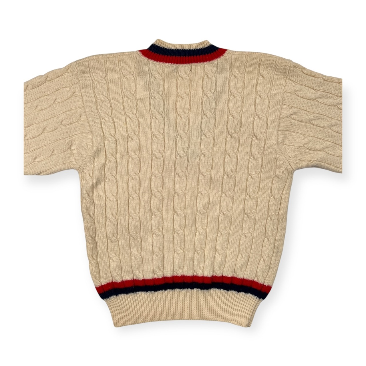 70s 80s 当時物 VAN JAC ヴァンヂャケット チルデン ニット セーター M /アイボリー ケーブル編み アイビー トラッド ビンテージ