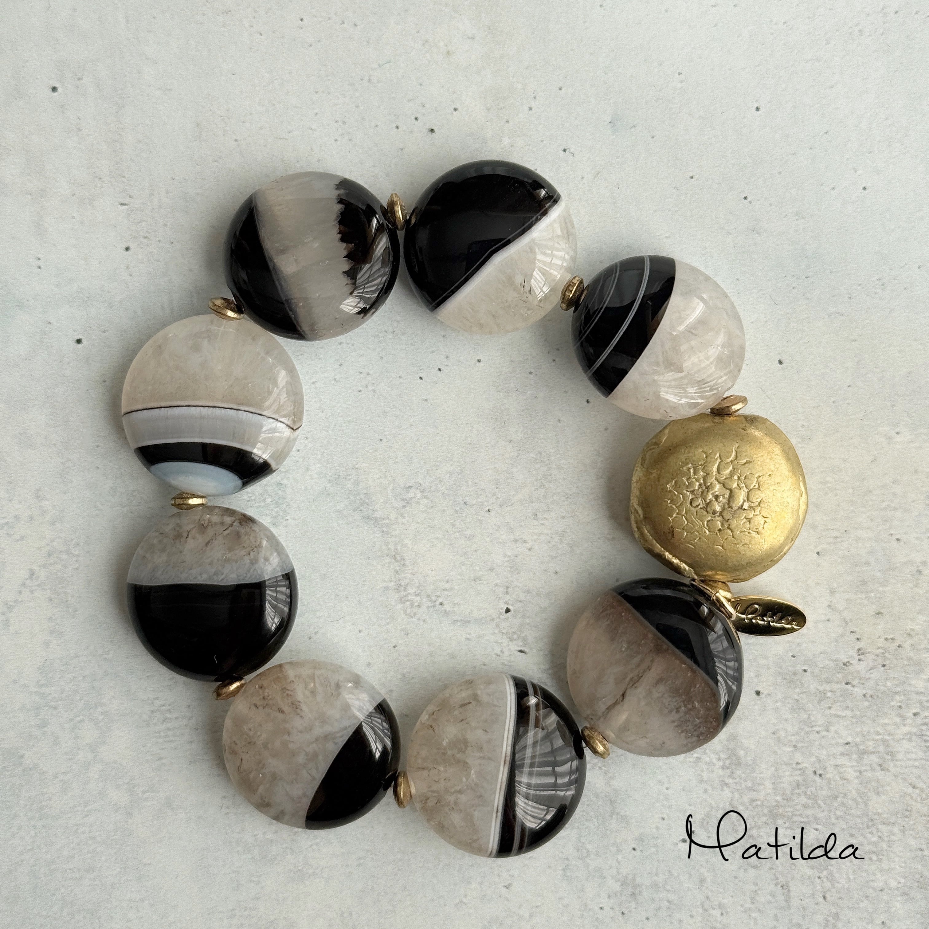 再販】tumble bracelet（ブラックアゲート×クォーツ） | Matilda