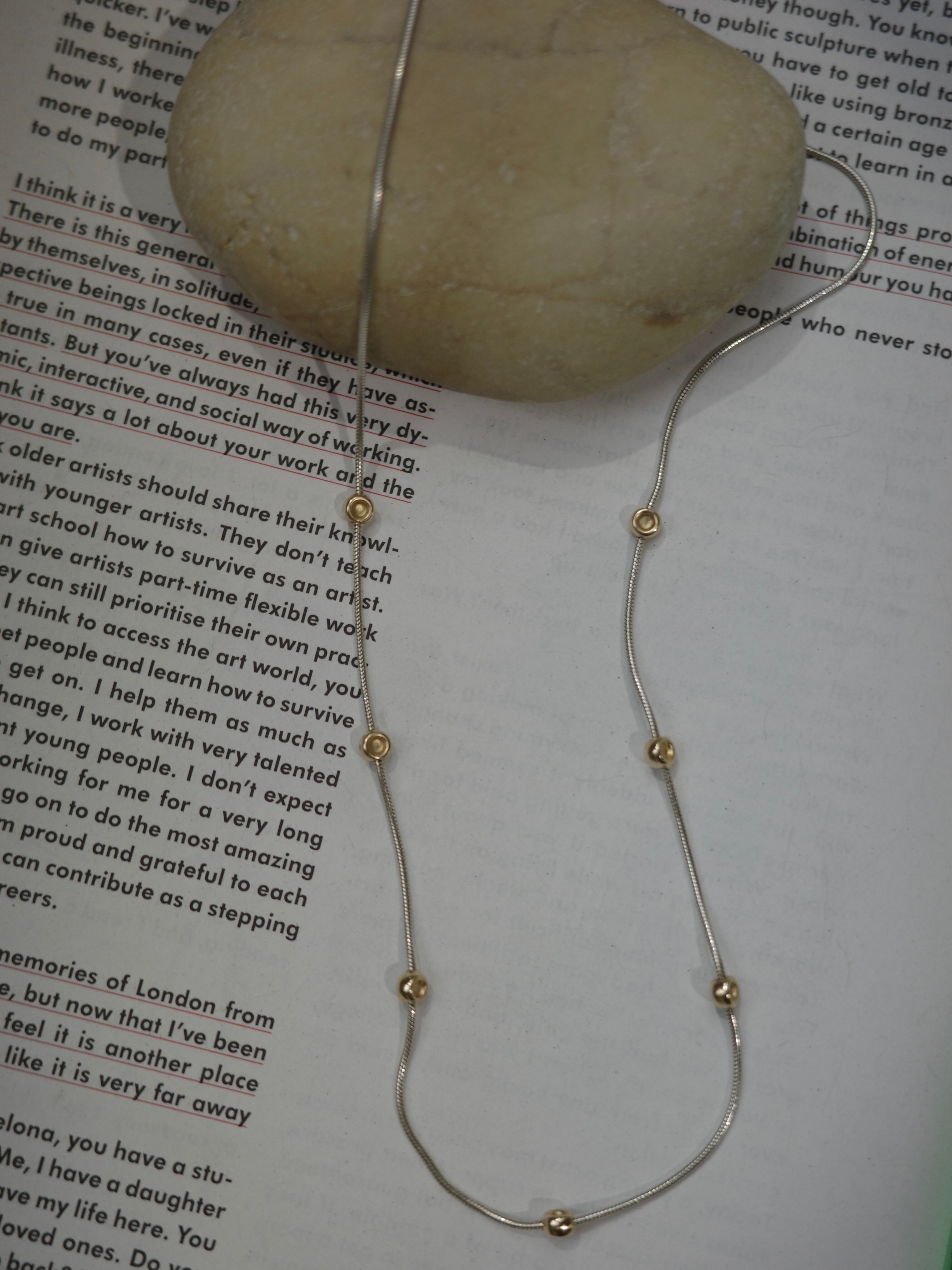 <vintage silver925>gold beads chain necklace