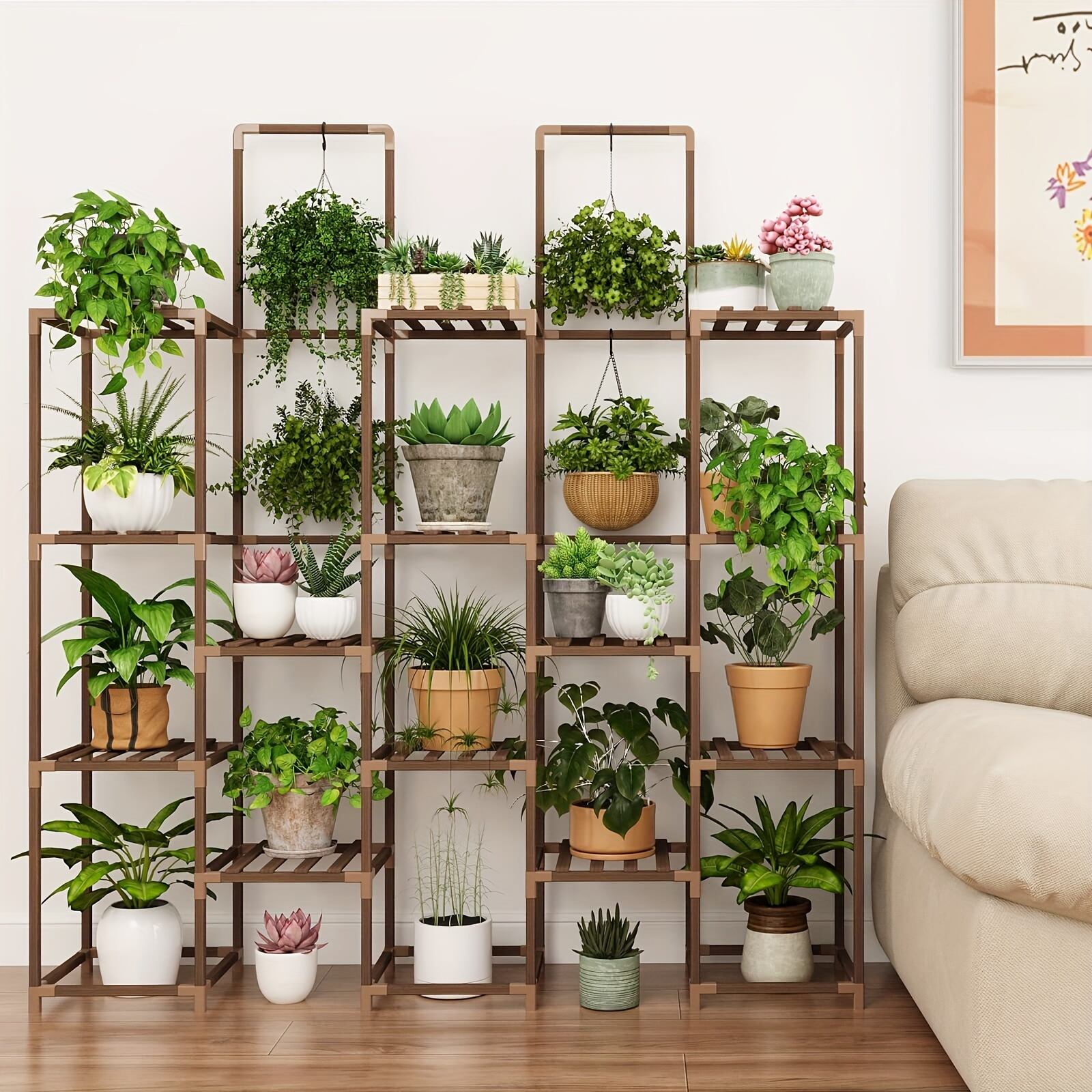 棚 プランターラック レトロ ヴィンテージ調 竹 5列 植物 花棚