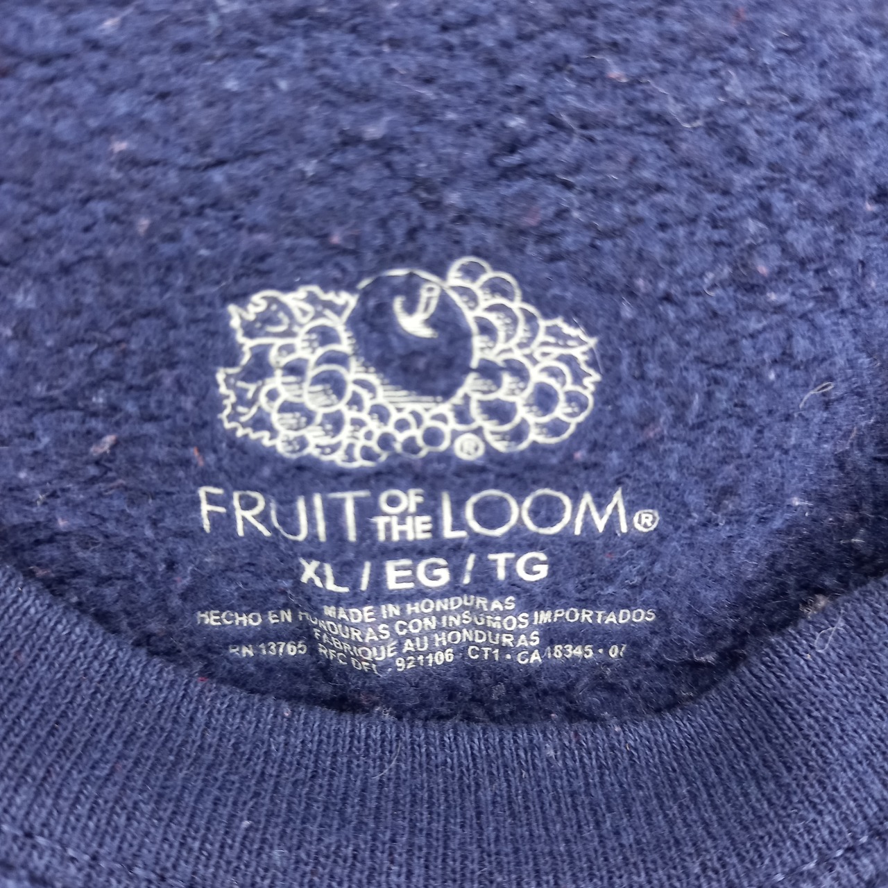 フルーツオブザルーム　クルーネック　スウェット　トレーナー　無地　ネイビー　XL