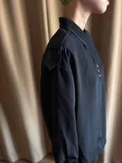 epaulet design mode black shirt-4991-9