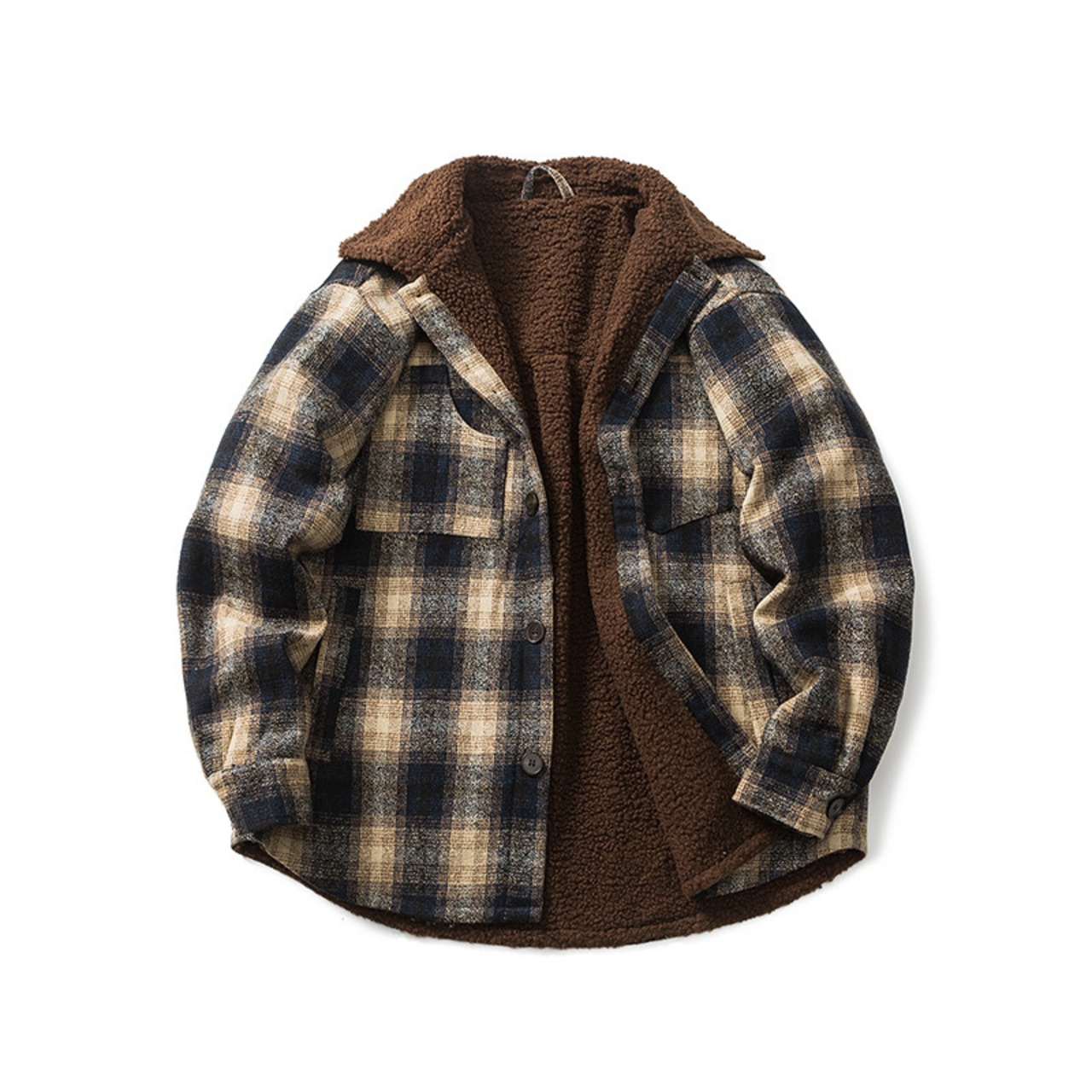 【暖かさUP】チェック ムートンジャケット T597