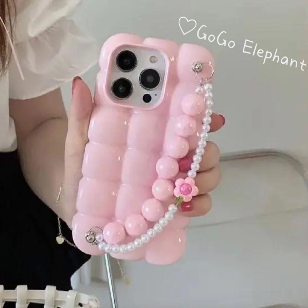 韓国♡マカロンカラー ぷくぷく チャーム付き iphoneケース 落下 韓国♡マカロンカラー ぷくぷく チャーム付き iphoneケース 落下