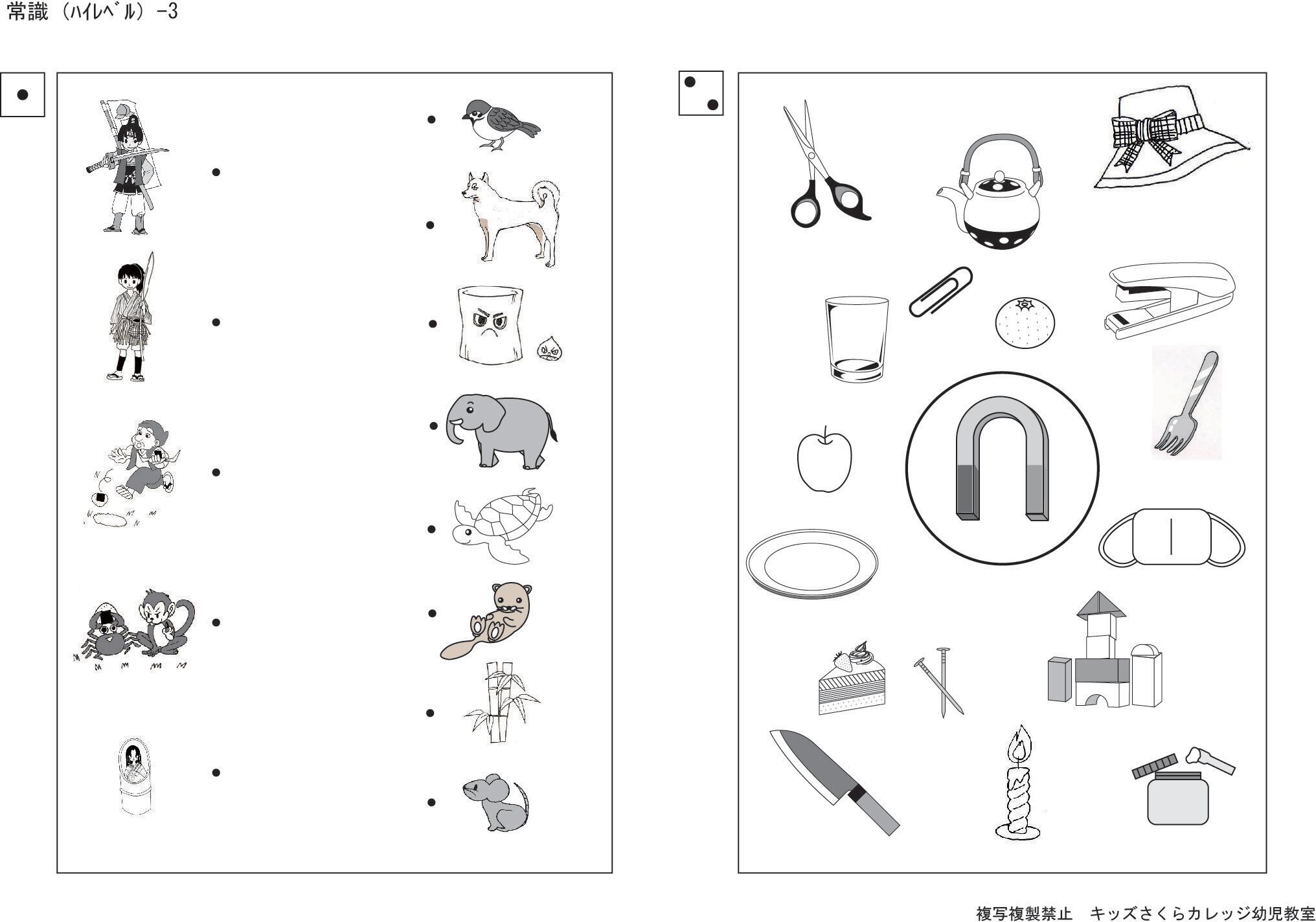 小学校入試分野別問題 常識 ﾊｲﾚﾍﾞﾙ | kidscollege