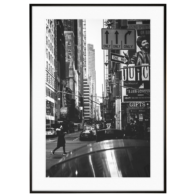 アメリカ写真 ニューヨーク マンハッタンの街並み インテリア モノクロアートポスター額装 AS3318