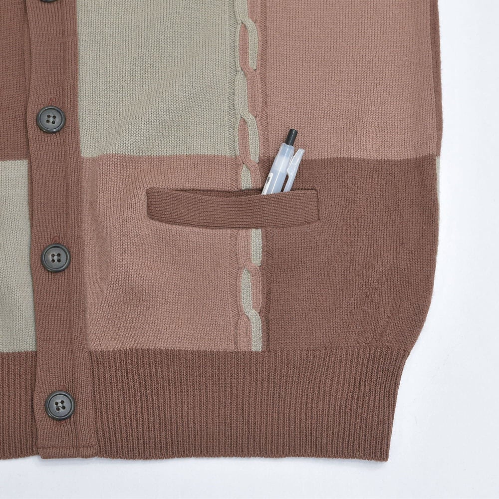 90～00s 日本製 RENTREE パネルパターン グランパニット カーディガン