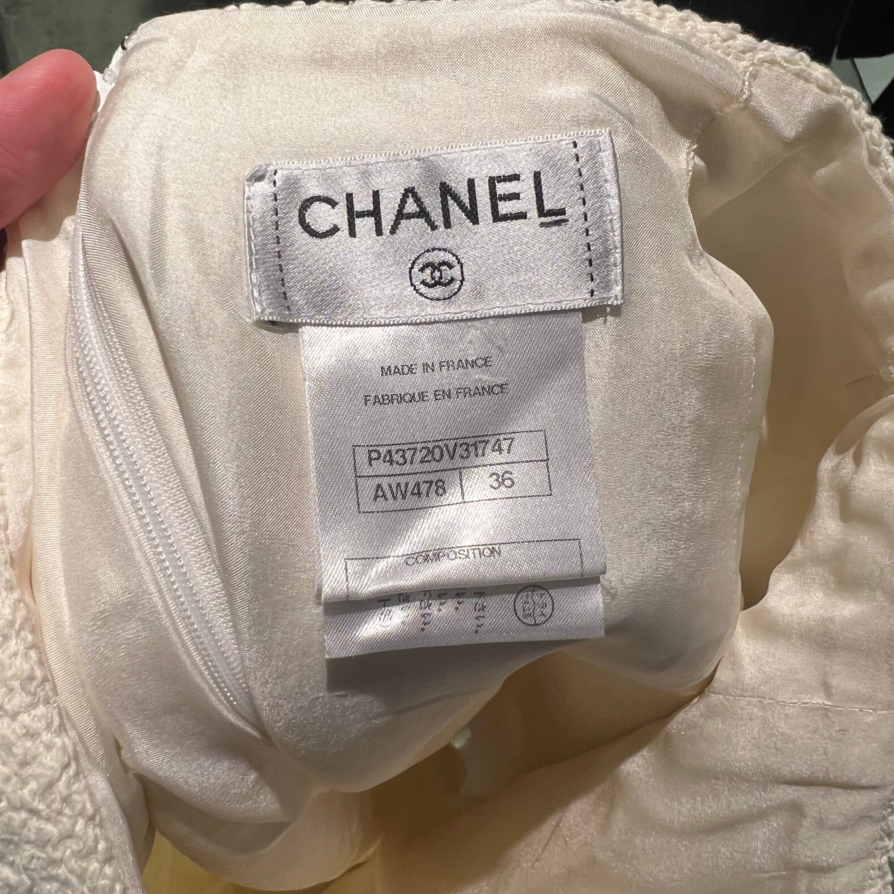 CHANEL シャネル タイトスカート AW478 ココマークボタン 36 ホワイト  