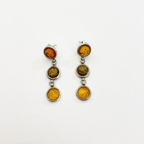 Vintage Amber 925 Silver Modernist Pirced Earrings