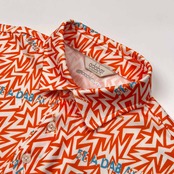 美品 adabat アダバット ゴルフ 総柄 メッシュ 半袖 ポロシャツ 46/M /オレンジ/メンズ/ワールド