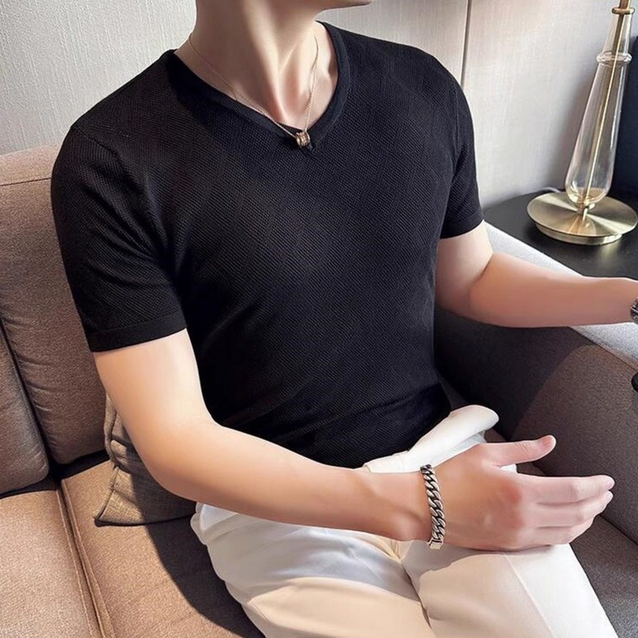 v neck business slim stretch tops 00128