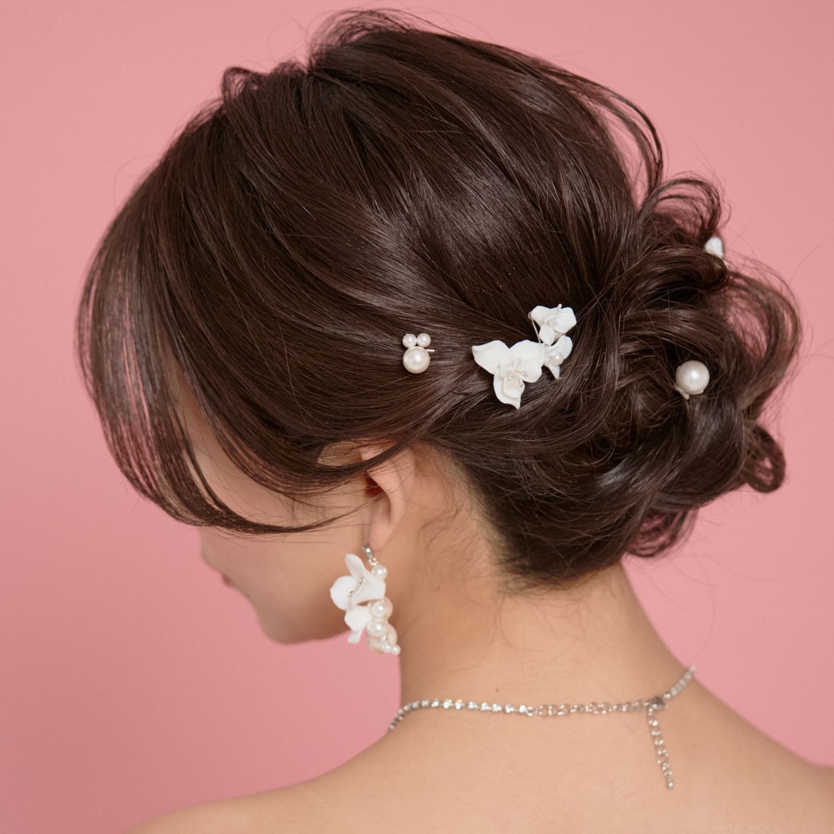H-154 White Flowerヘアピンセット<ゴールド>