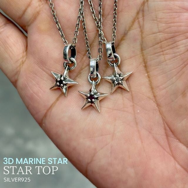 ネックレス シルバー925 メンズ レディース 3Dマリンスター ペンダント