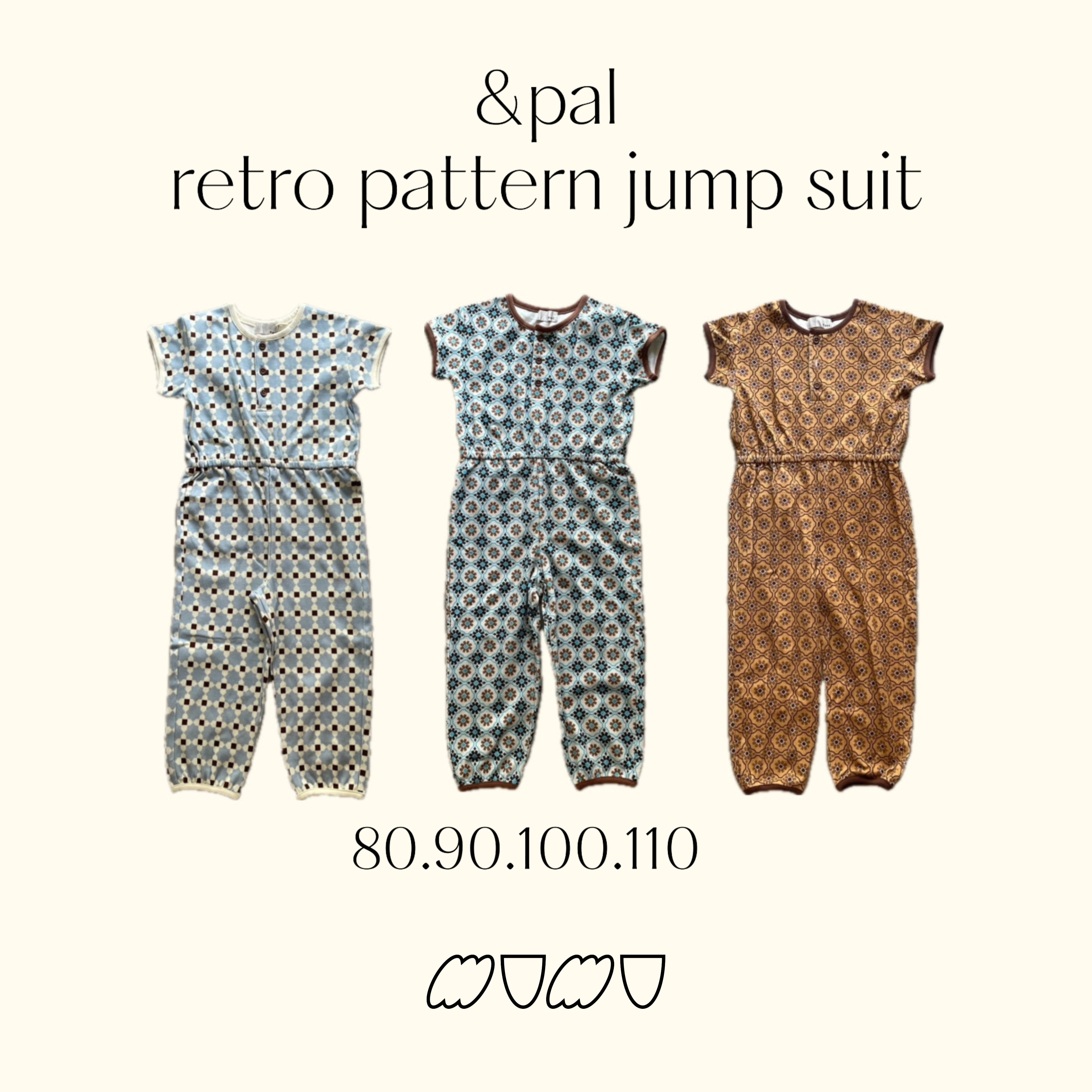 【&pal】retro pattern jump suit/80-110