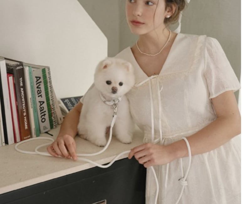 即納【stroll】Rope Leash Slim (White)