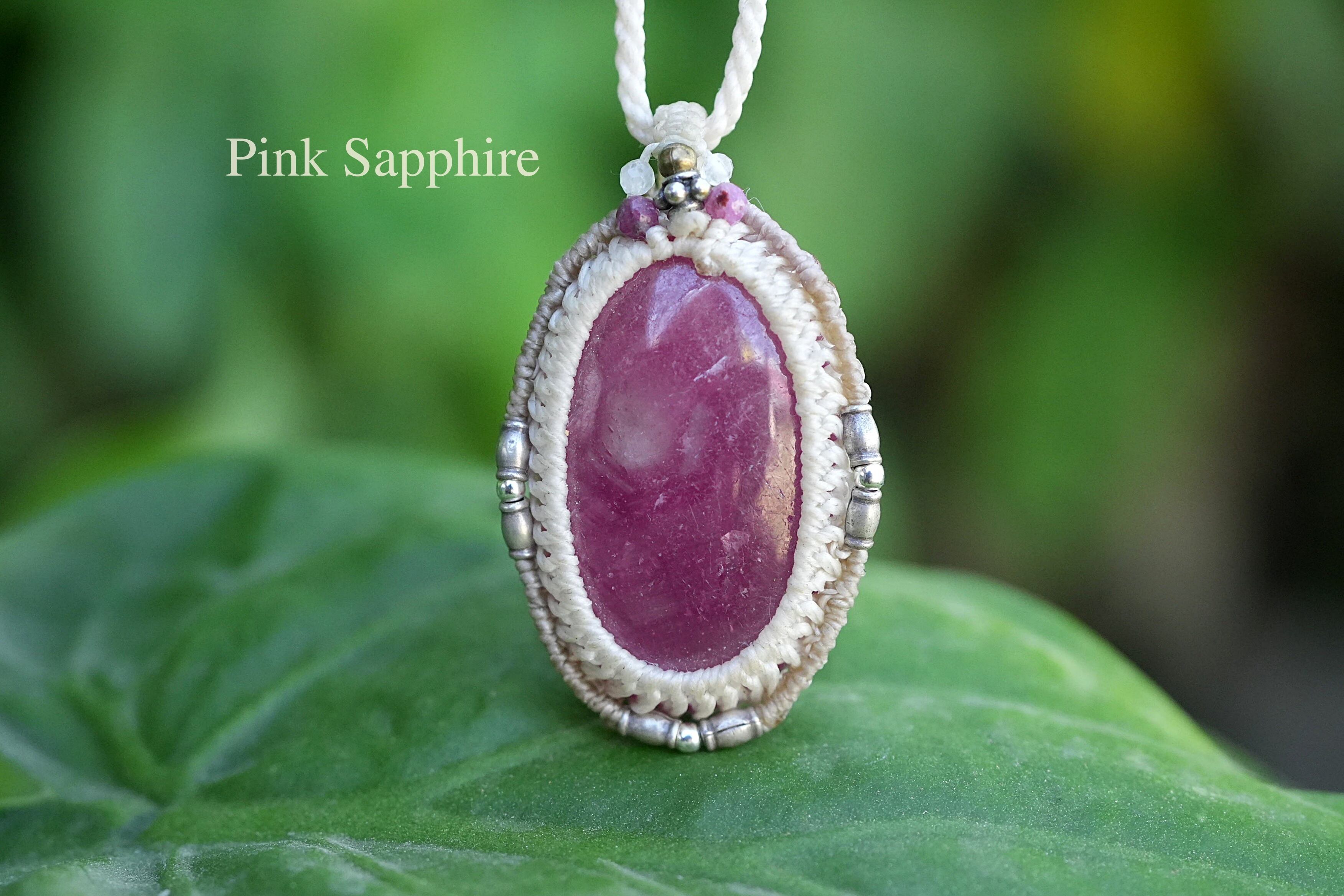 コランダム★ピンクサファイア★ マクラメネックレス1953