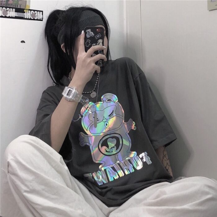 サマースタイルルーズTシャツ レディースプリント かわいい 夏物 ケッペル69827421285