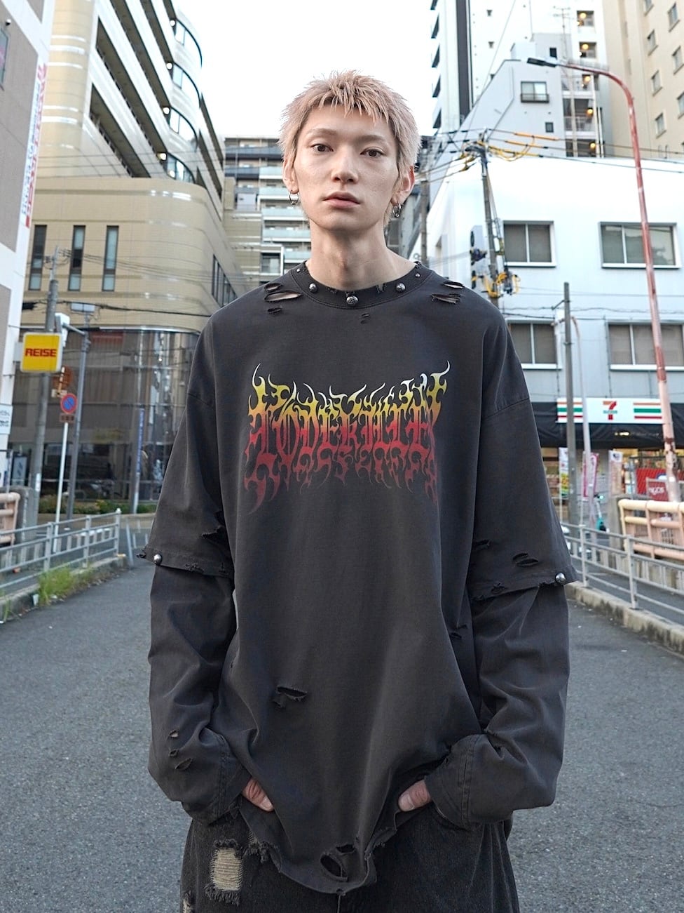 LOVE KILLER】【別注/custom】 Graphic various logo layered Long T