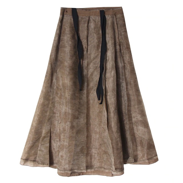 High Waist Brown Mesh SKIRT　a200727