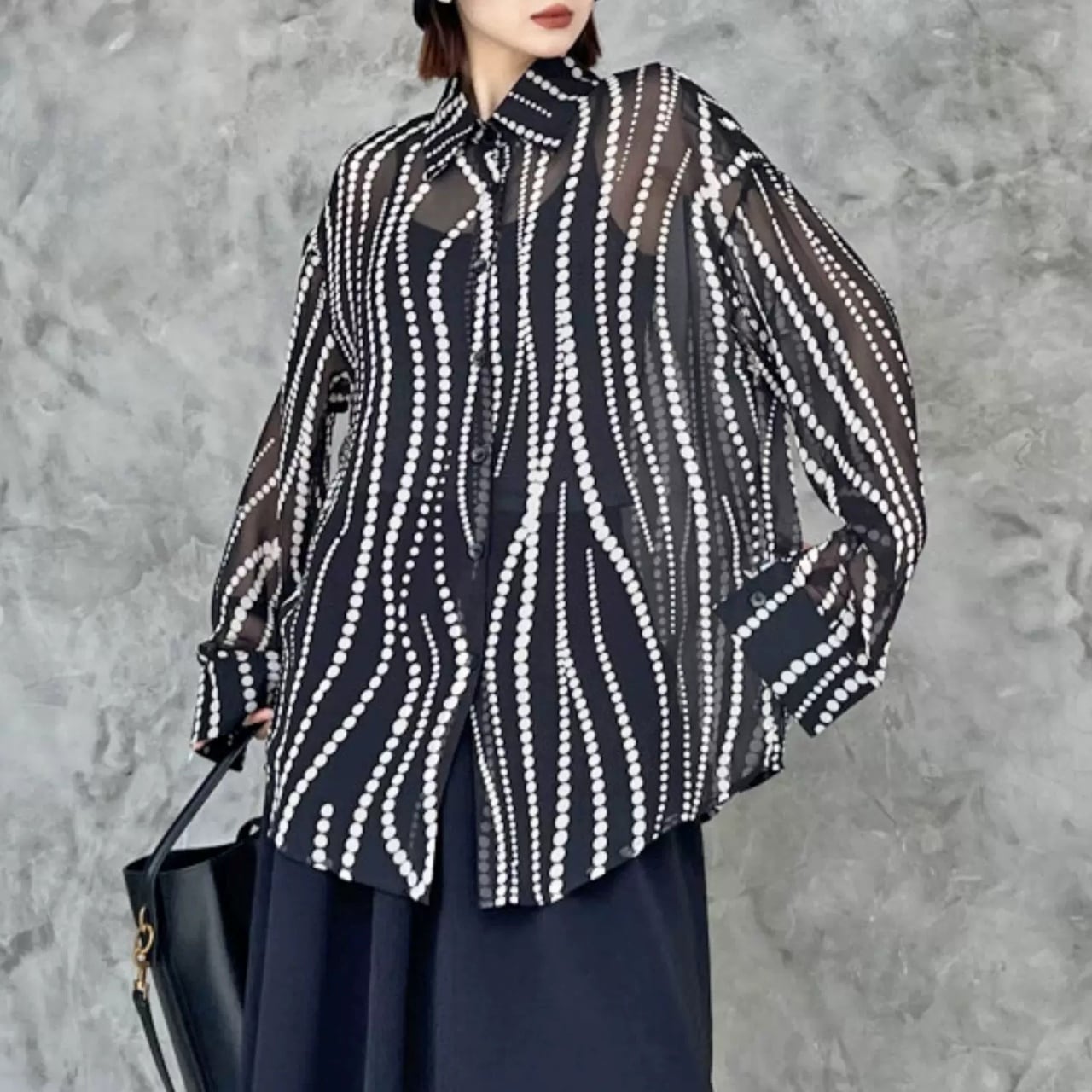 Wave Dot Sheer Shirt 01343