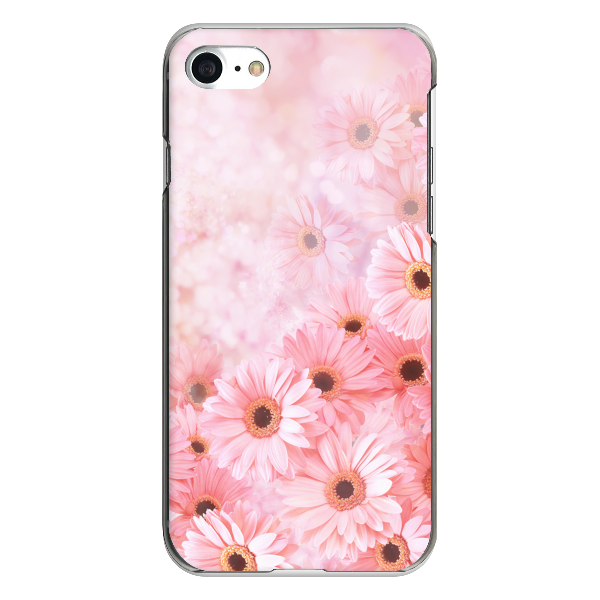 iPhone対応 スマホ ハードケース クリア ガーベラ-キュート 花 【iPhone17 / iPhone16e / AQUOS / Xperia 他 iPhone / Android ほぼ全機種対応】 |gebrb081