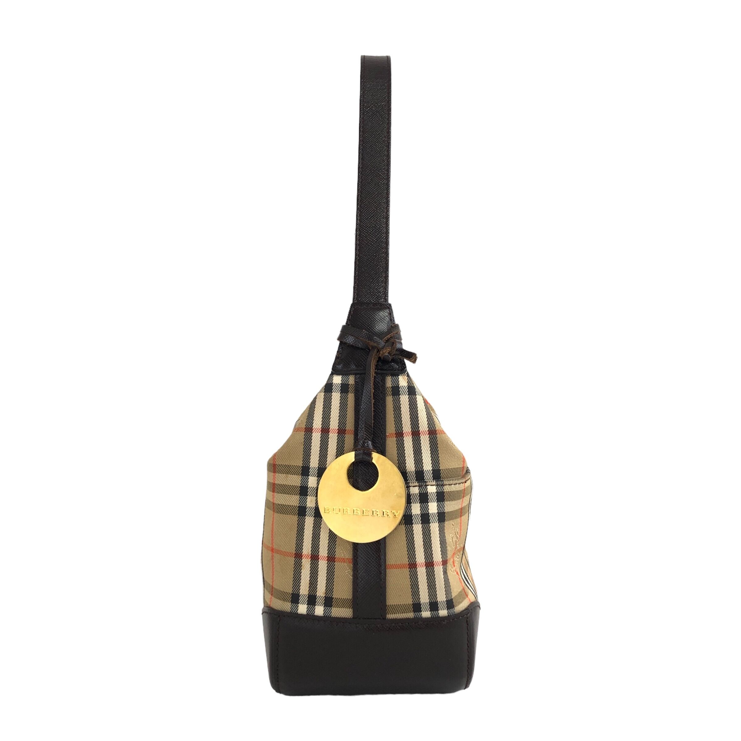 バーバリー バッグ ショルダーバッグ セミショルダー レザー チェック BURBERRY バーバリー クラシックチェック ショルダーバッグ ブラウン