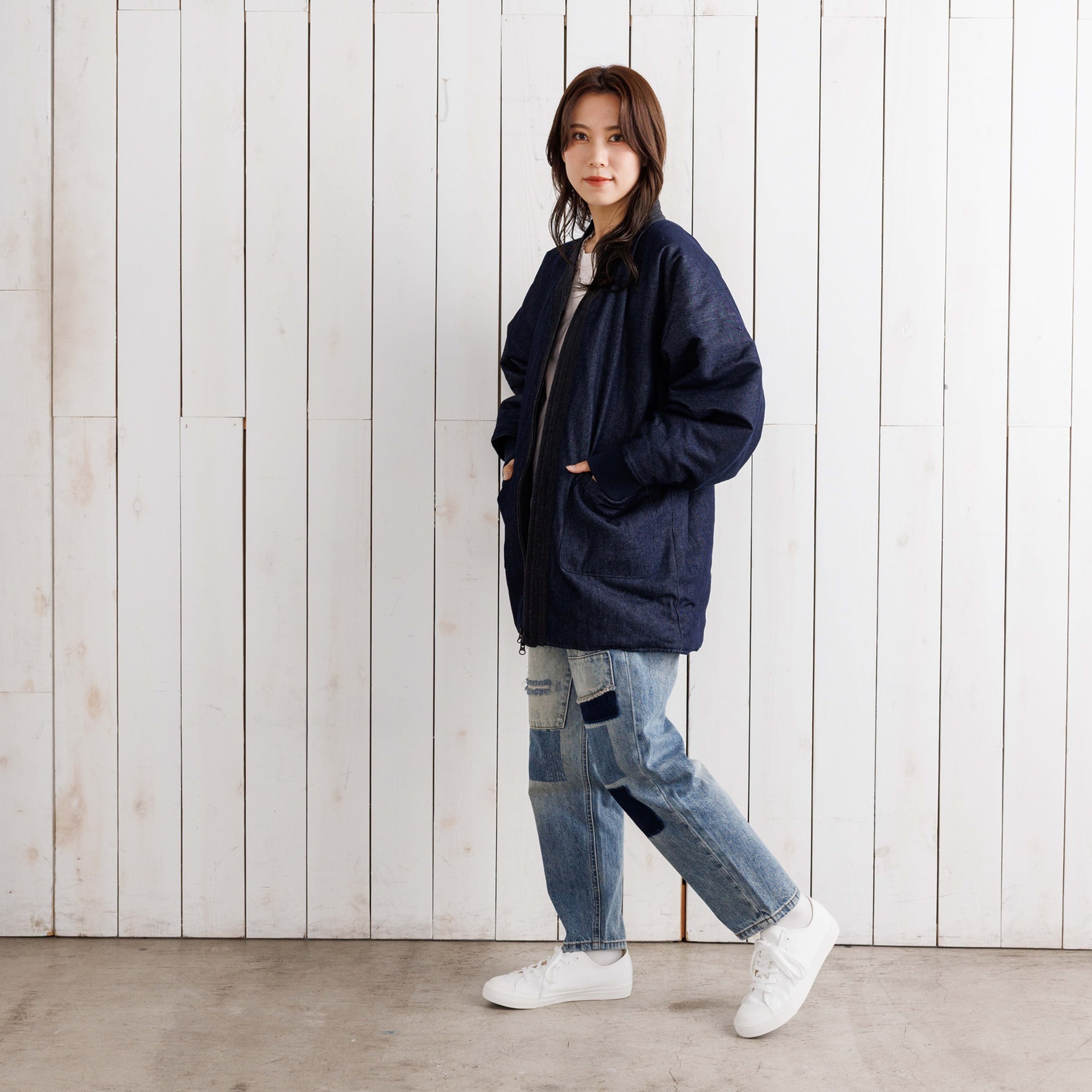 寒風寒波上等デニム半纏（ハンテン）NAVY×BLACK Editions | Godisru