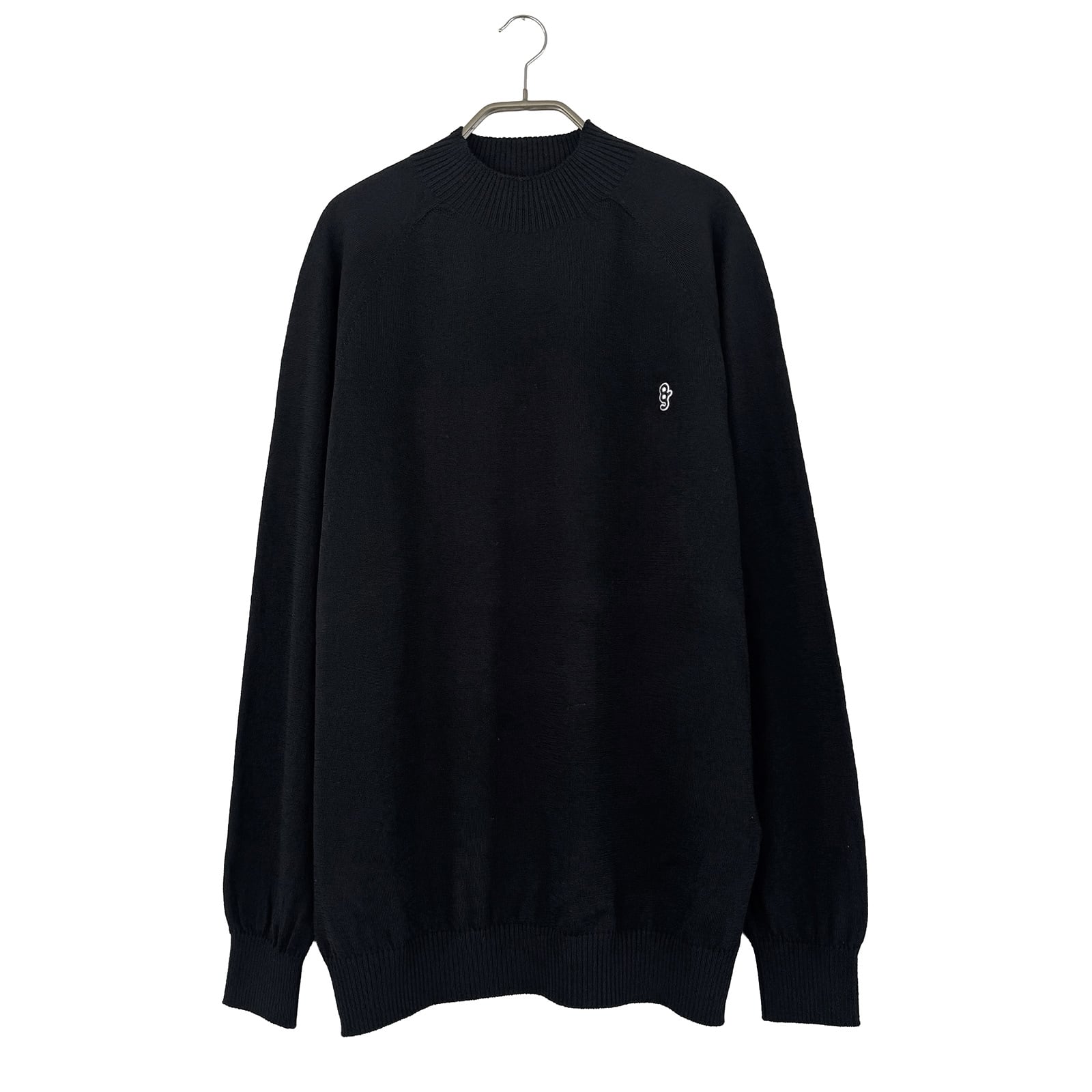 MOCK NECK KNIT SWEATER -BLACK-