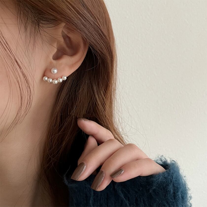 lined pearls gold piercing m0306