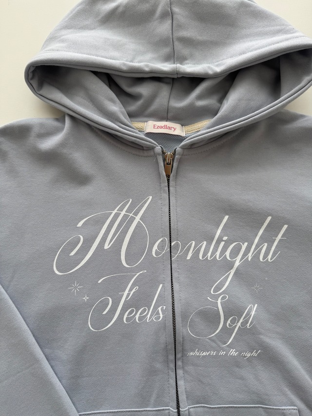 (即納) ezediary / Moonlight lettering hooded zipup