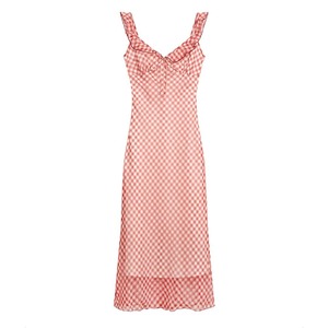 Red suspender fishtail dress