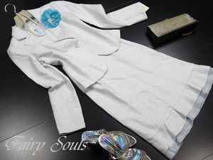 ★送料無料☆9号(M)☆コサージュ付ニットツイードのワンピーススーツ(OPN2607)