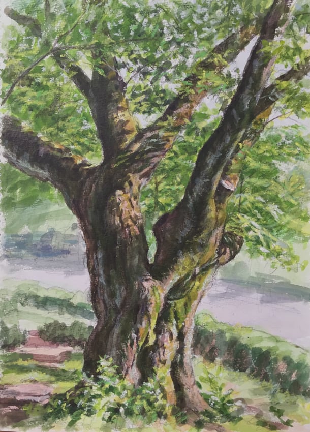 水彩画。抽象「ポリフォ二ーF4−1」