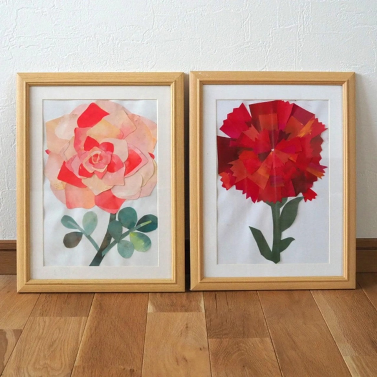 スカーフにもなるハンカチ「カーネーションと薔薇」