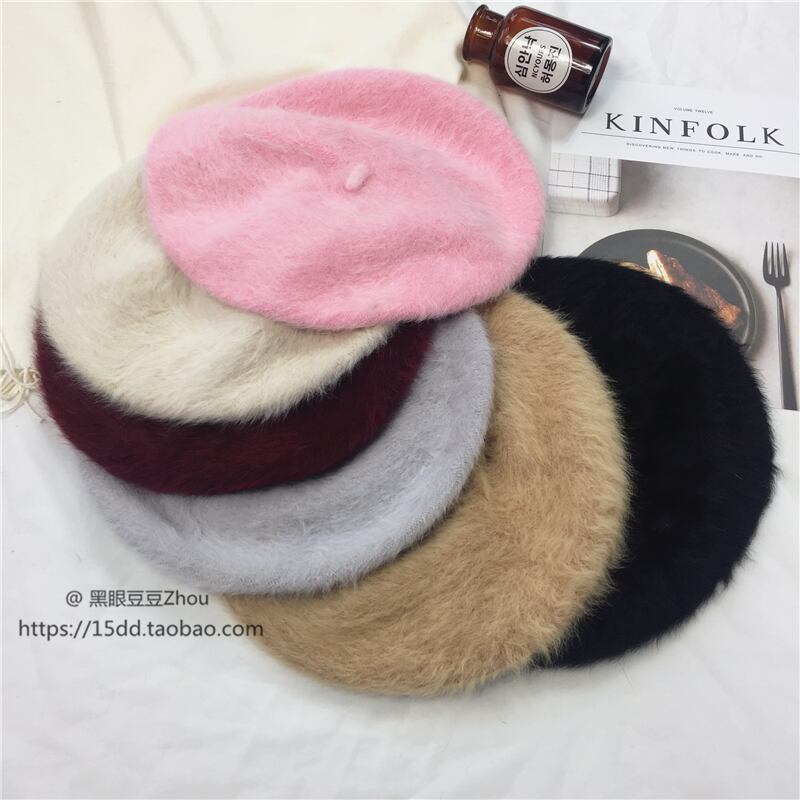 インネットレッド秋冬レディースベレー帽文学シンプルベレー帽レトロ画家帽子カジュアル ブラック・アイド・ピーズ46655136674