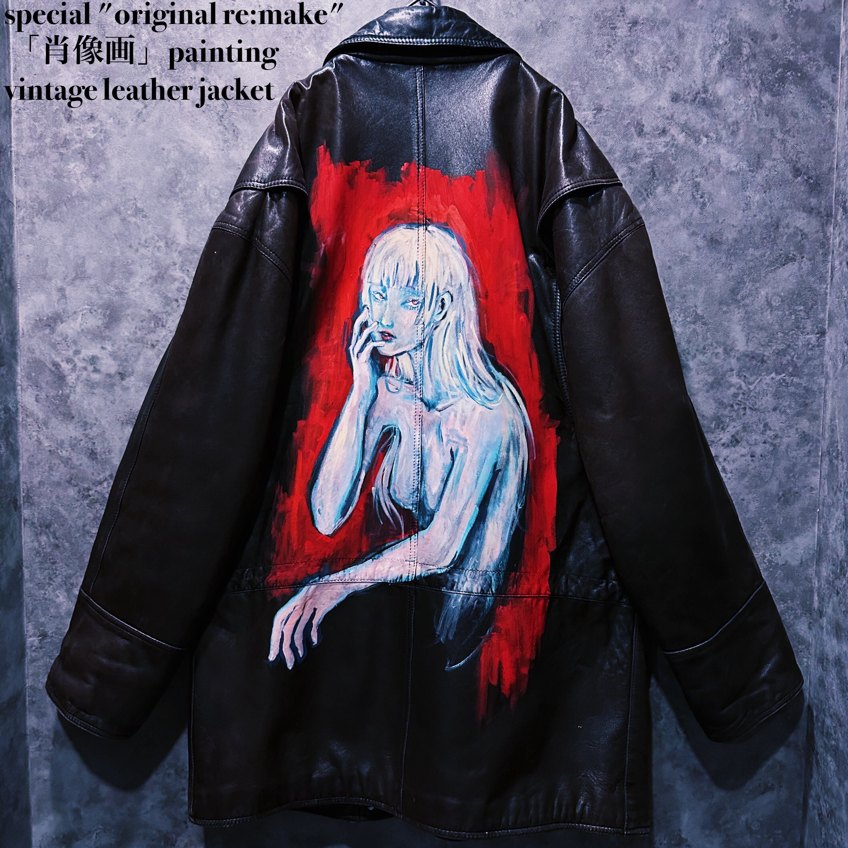 【 doppio】special "original re:make" 「肖像画」painting vintage leather jacket