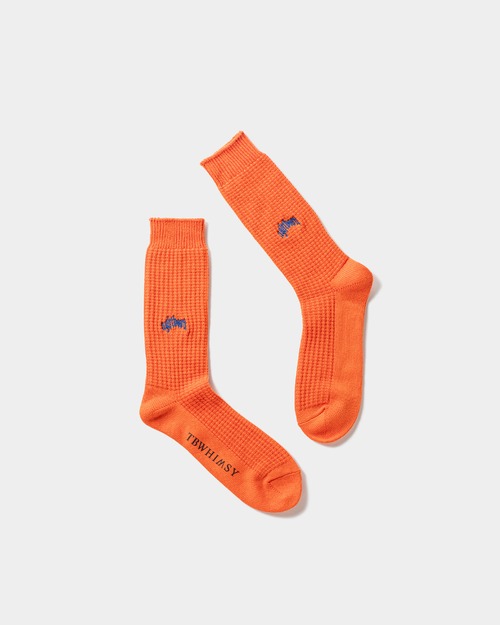 【TIGHTBOOTH】COLLEGE WAFFLE SOCKS(Orange)