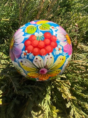 ペトリキフカ塗り　木製ジュエリーボックス・バルーン（ホメンコ作）　小物入れ