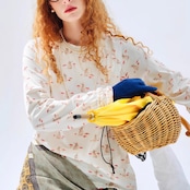 【3olor】フリル袖に癒されるロングプリントTシャツ 《i0800》