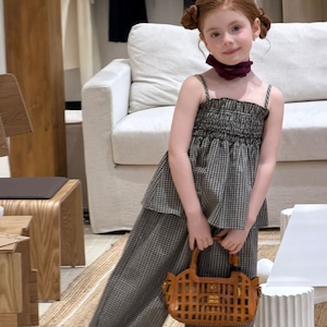 夏チェック柄キャミソール&ボトムスセット