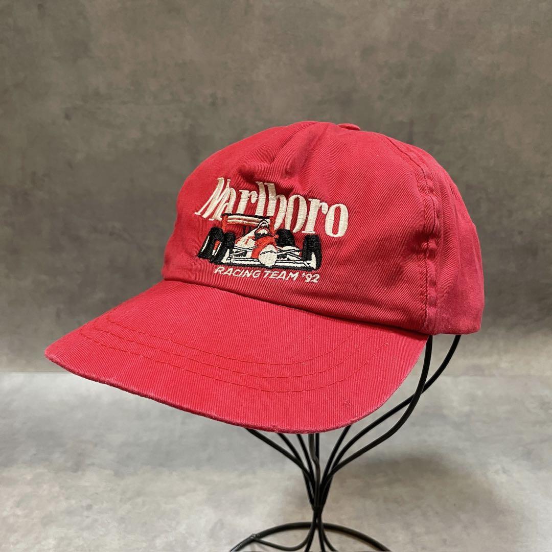 Marlboro マルボロ 帽子 キャップ ロゴ刺繍 90s 赤 黒 11648 | fuufu