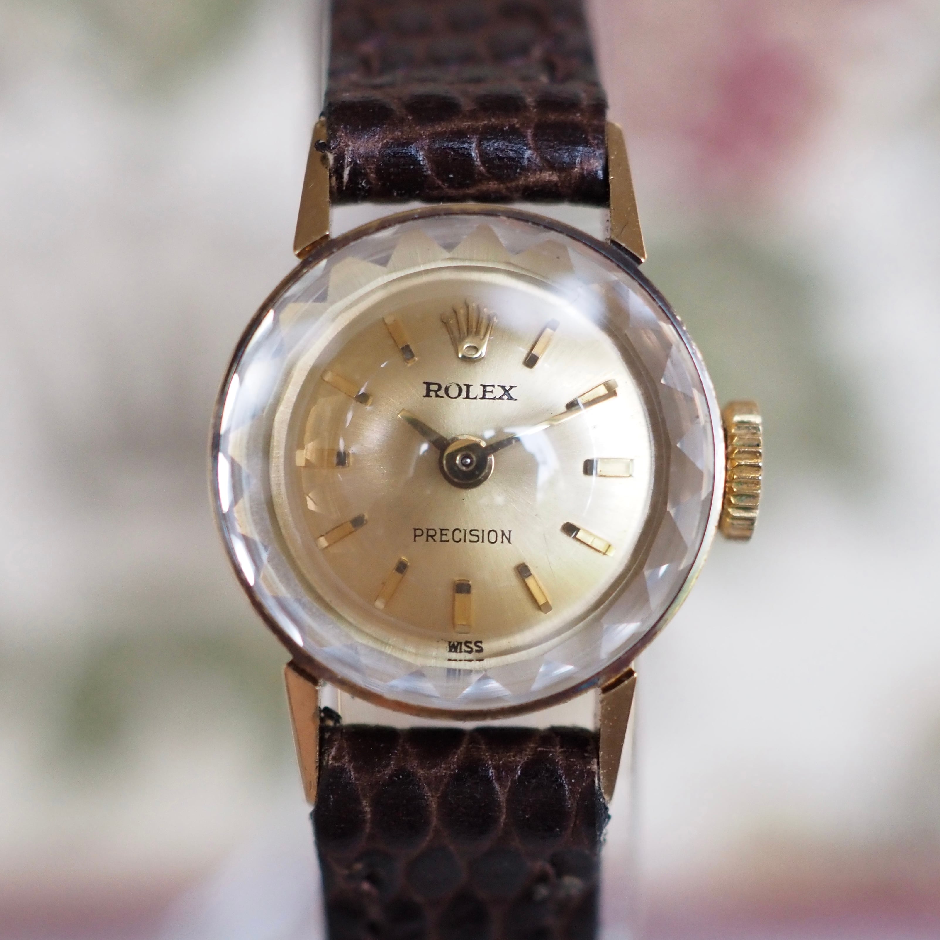 OH済 ROLEX ロレックス precision サファイアカットガラス ドレス