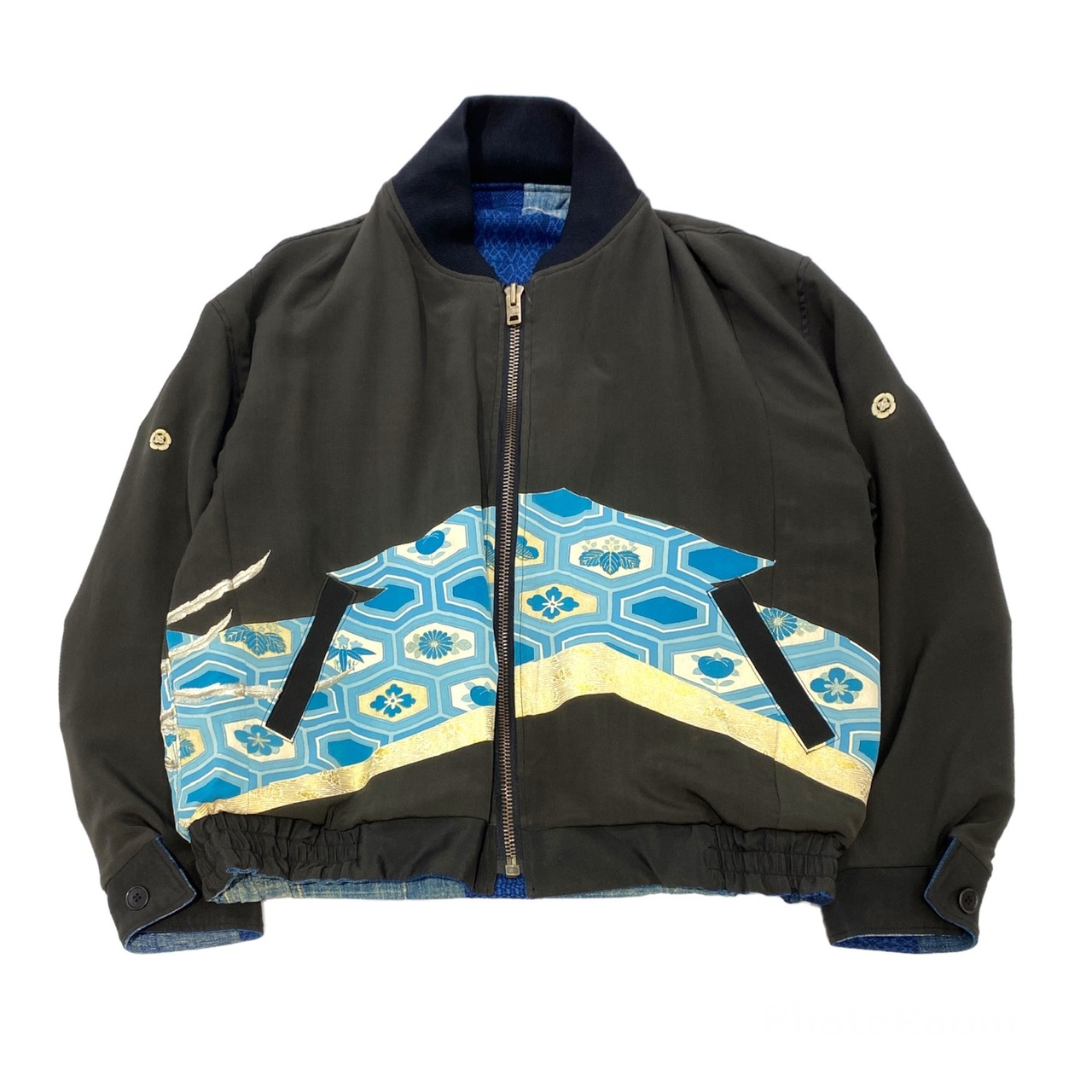 【bomber43】再構築リバーシブルボンバー  Kimono × indigo MIX BOMBER reversible JACKET