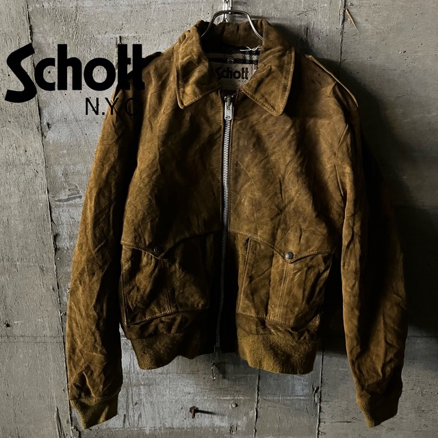 〖Schott〗60’s bigtalon made in USA A-2 suedeleather blouson jacket/ショット 60年代 ビックタロン アメリカ製 スエードレザー ブルゾン ジャケット/msize/#1121