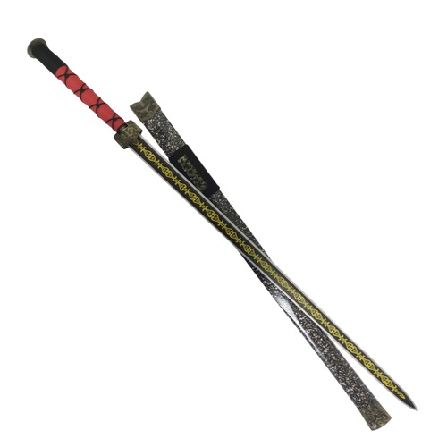 漢剣 黒銀鞘 塗装済竹光刀身 模造刀 中国剣